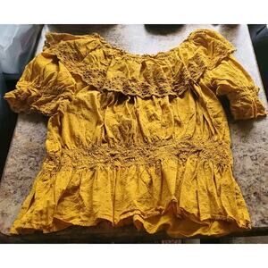 Universal Thread Blouse Women’s Yellow 3/4 Sleeve Size XL